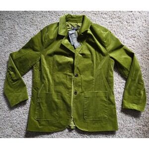 NEW! DG2 by Diane Gilman Women's Large Two Button Olive Pocket Blazer Jacket